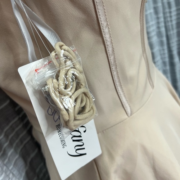 Tiffany Designs Blush/ Gunmetal Mini Dress - Picture 8 of 8